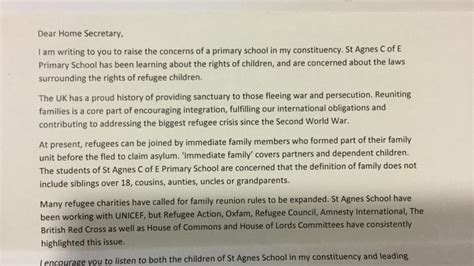 It came a day after the sun revealed images showing hancock, who is married, and se… Letter to the Home Secretary to change the laws surrounding refugees - St Agnes C.E. Primary School