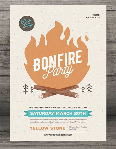 Bonfire Party Flyer Template Ai Psd Flyer Template Bonfire Party