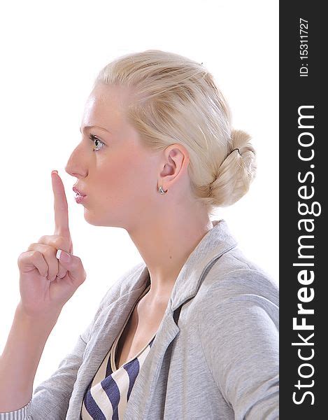 Woman With Finger To Mouth Gesturing For Quiet Free Stock Images
