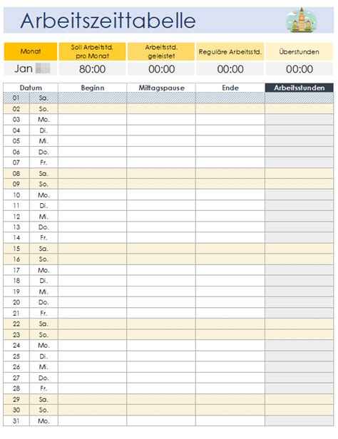 Stundenzettel Und Arbeitszeitnachweis Vorlagen Excel Artofit