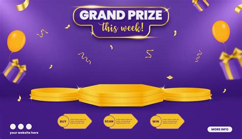 Grand Prize Contest Horizontal Banner Template With Balloons And T