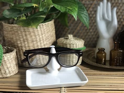pottery nose eyeglass stand with tray best eyeglass holder desktop eyeglass stand reading