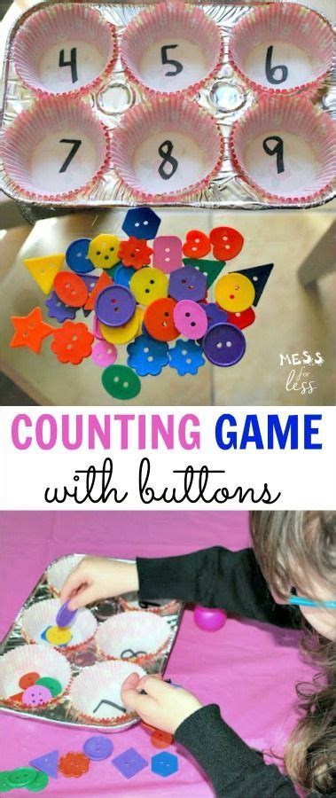 Counting Game With Buttons And Muffin Cups Preschool Math Games Easy