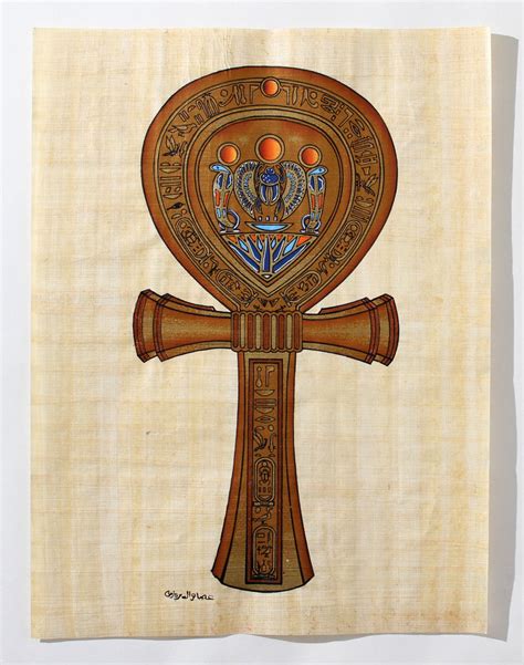 Ankh Ancient Egyptian Papyrus Painting Arkan Gallery