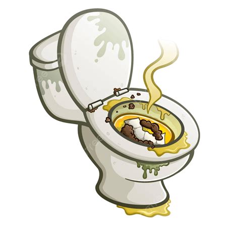 Dirty Toilet Cartoon Illustration Plumbing Latrine Smell Vector