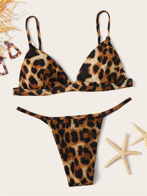 Leopard Triangle Top With String Bikini Set For Sale Australia New