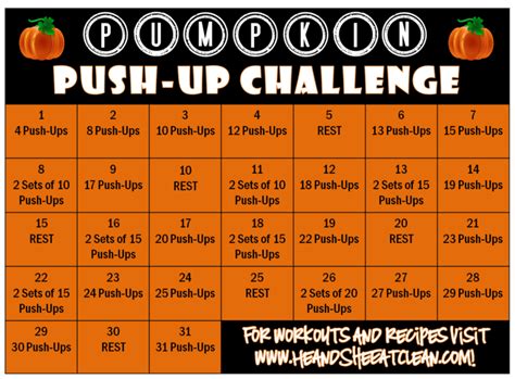 Pumpkin Push-Up Challenge | Push up challenge, Workout challenge, Challenges