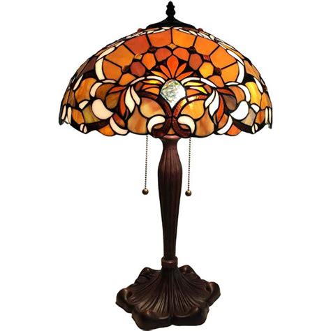 Bieye Lighting Bieye L10789 Baroque Tiffany Style Stained Glass Table Lamp With 16 Inches Wide