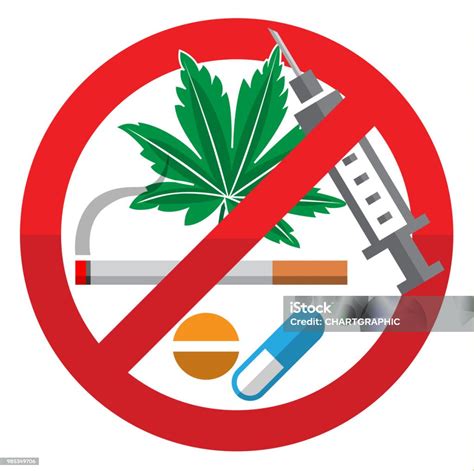 Against Drug Abuse Day Flat Sign On White Background Vector Stock