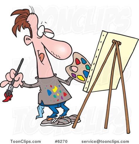 Cartoon Artist Painting His Masterpiece 6270 By Ron Leishman