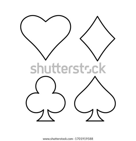 Playing Cards Suit Vector Outline Symbol Arkivvektor Royaltyfri
