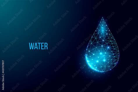 Water Drop Low Poly Style Design Wireframe Light Connection Structure