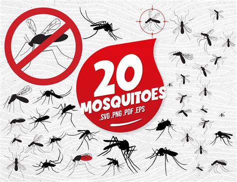 20 Mosquitoes Svg Mosquito Cut Files Mosquito Eps Mosquito Etsy
