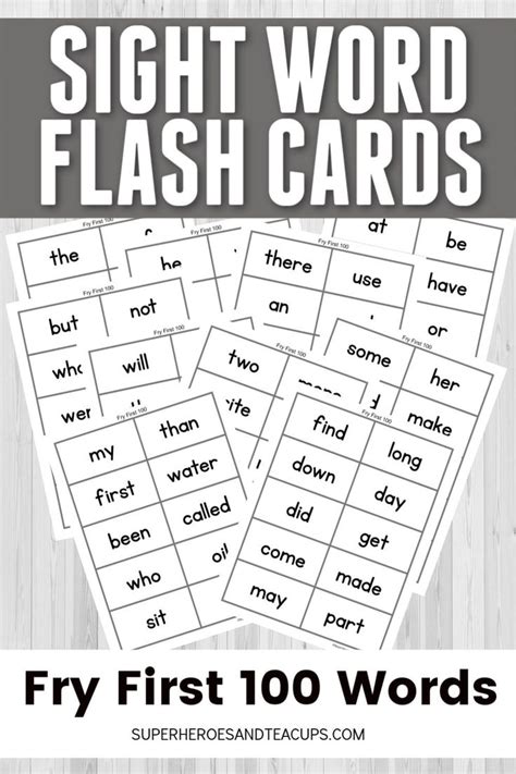 Printable Sight Word Flash Cards