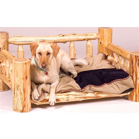 Make your dreams come true with log cabins 4 less. Cedar Log Dog Bed Solid Wood Construction Rustic Style ...