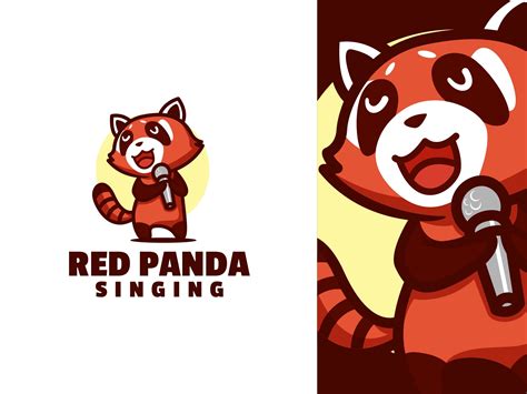 Red Panda Singing Cartoon Logo Illustration Par Artnivorastd