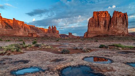 Red Rock Courthouse Towers Desert Area Arches National Park Utah Usa Hd