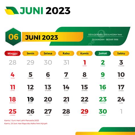 Gambar Kalender 2023 Juni Lengkap Dengan Tanggal Merah Cuti Bersama