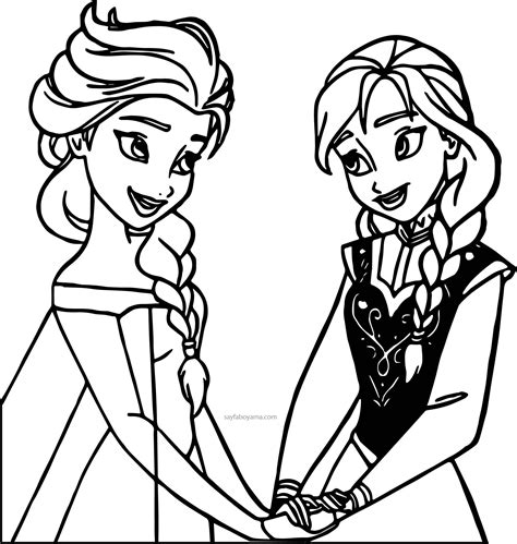 Prensesler elsa ve anna boyama sayfası prensesler, boyama sayfası, çocuk boyama sayfası, prenses boyama Karlar Ülkesi Frozen Anna Elsa El Ele Boyama Sayfası