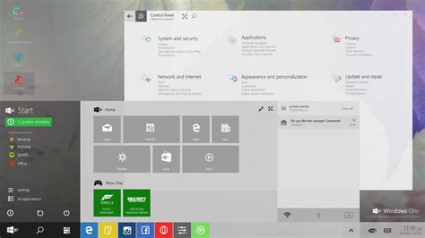 Windows 10 Start Menu And Taskbar Redesigned In Windows One Concept