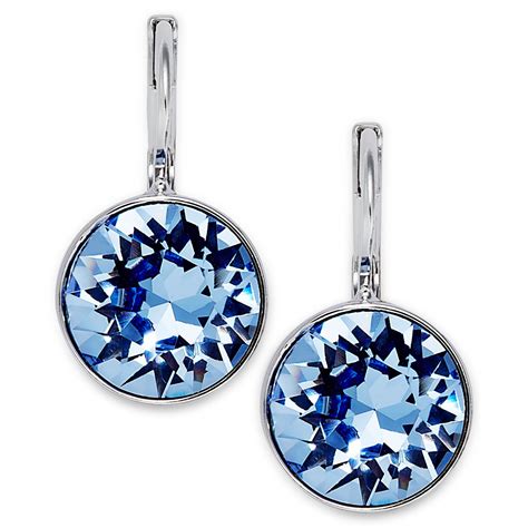Swarovski Rhodium Plated Light Sapphire Crystal Drop Earrings In Blue