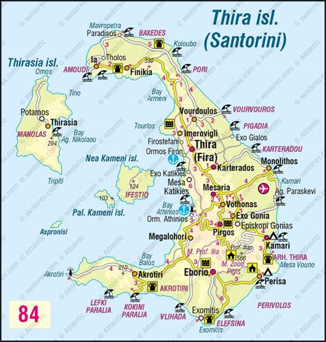Thira Island Santorini Map In Santorini Map Santorini Greece