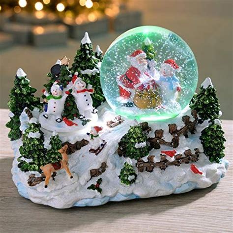 Werchristmas Santa And Snowman Snowing Scene With Snow Globe Christmas