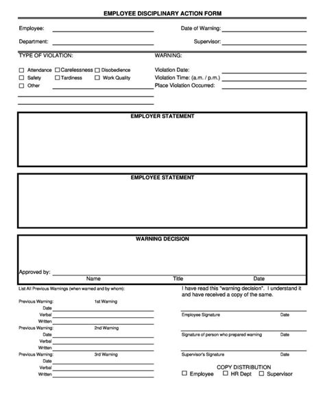 Effective Employee Write Up Forms Disciplinary Action Forms