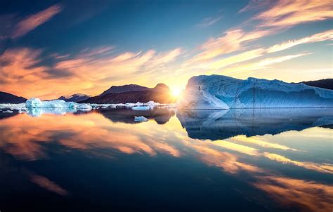 Wallpaper The Sun Ice Sunrise Greenland Images For Desktop Section