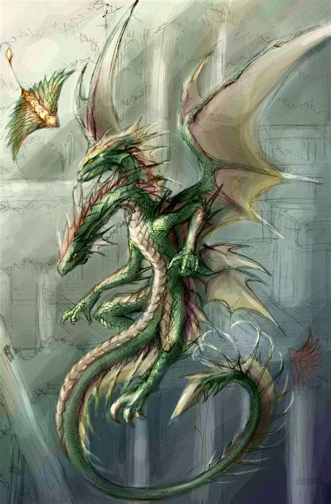 A Two Headed Dragon Of Wind Dragon Drawing Dragon Artwork Dragon