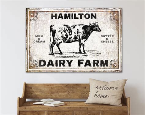 Modern Farmhouse Wall Decor Family Farm Sign Last Name Dairy | Etsy