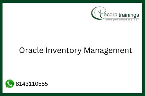 Oracle Inventory Management Online Training Corporate Training India