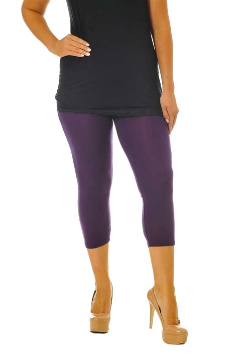 New Womens Plus Size Leggings Ladies Cropped Trousers
