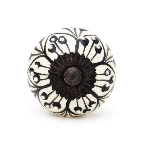 Black Pattern Design Decorative Ceramic Dresser Drawer Pull Etsy