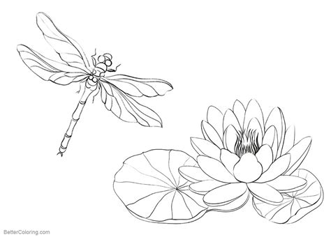 Dragonflies may be creatures that look beautiful and attractive, but make no mistake, they are actually vicious predators with incredible flying ability. Pond Coloring Pages Water Lily and Dragonfly - Free ...