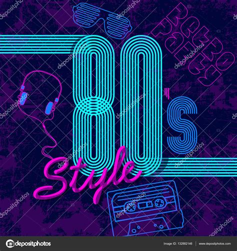 Back To The Retro Style 80s Disco Design 80s Party 80s Fashion Stock
