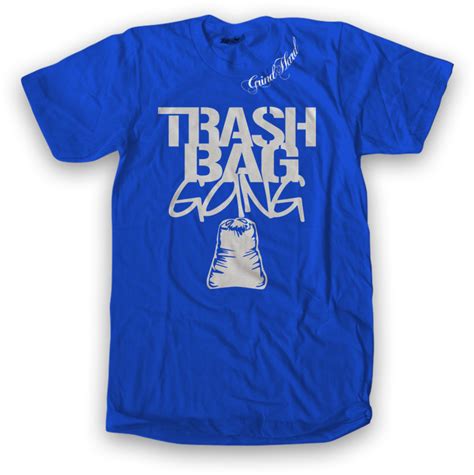 Download Royal Blue Trash Bag Gang Tee White Print Png Image With No