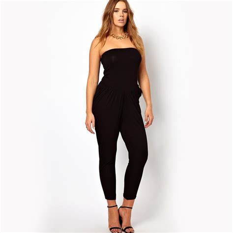 Sexy Women Sleeveless Playsuits Off Shoulder Black Casual Club Jumpsuits Plus Size 4xl 5xl