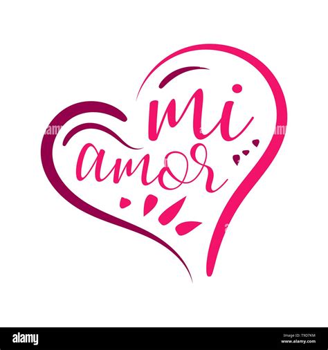 Mi Amor En Español Vector Caligrafía Digital Mi Amor Vector Hand Lettering Imagen Vector De