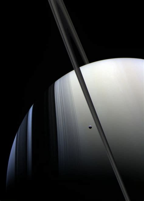 Saturn And Tethys Image Nasajplssi Cassini Rgb Compos Solaris