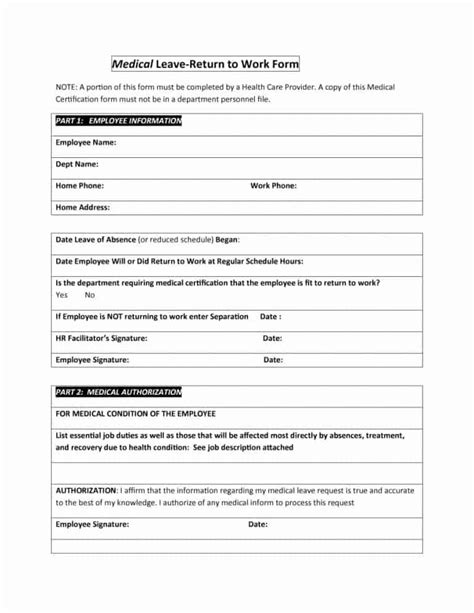 return  work work release forms printable templates