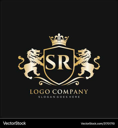Sr Letter Initial With Lion Royal Logo Template Vector Image