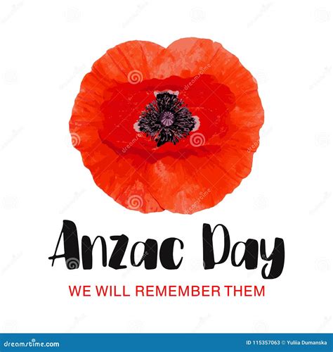 Anzac Day Vector Card We Will Remember Them Stock Vector