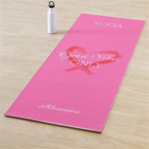 Good Vibes Only Heart Graphic Any Name Hot Pink Yoga Mat Zazzle Only Hearts Good Vibes Only