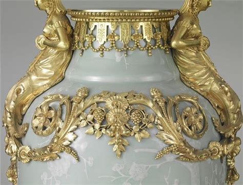 Pair Of Gilded Celadon Vases Detail Vase China Mount Around 1775