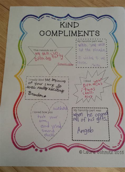 Compliments Worksheet Kindergarten