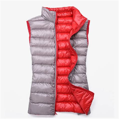 Buy Womens Duck Down Reversible Vests Casual Stand