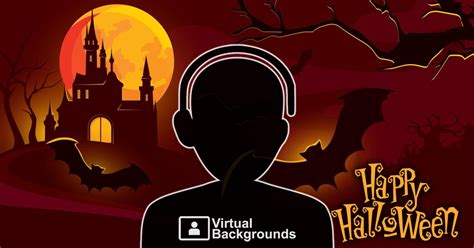Halloween Castle And Flying Bats Virtual Backgrounds