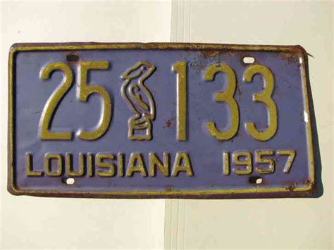 Louisiana License Plate 1957 Automobile 25133