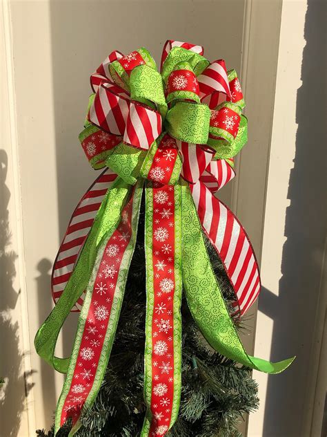 Tree Topper Bow Large Christmas Bow For Christmas Tree Or Etsy